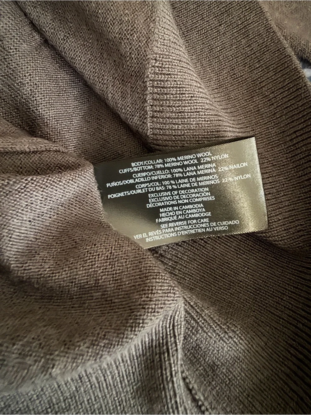 Merino Wool Banana Republic Charcoal Luxury Crewneck Sweater M